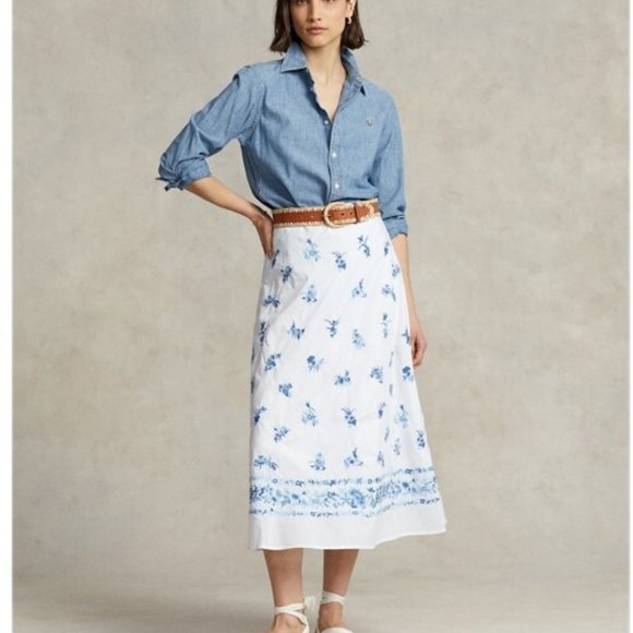 Polo Ralph Lauren Dresses & Skirts - Polo Ralph Lauren Embroidered Midi Skirt